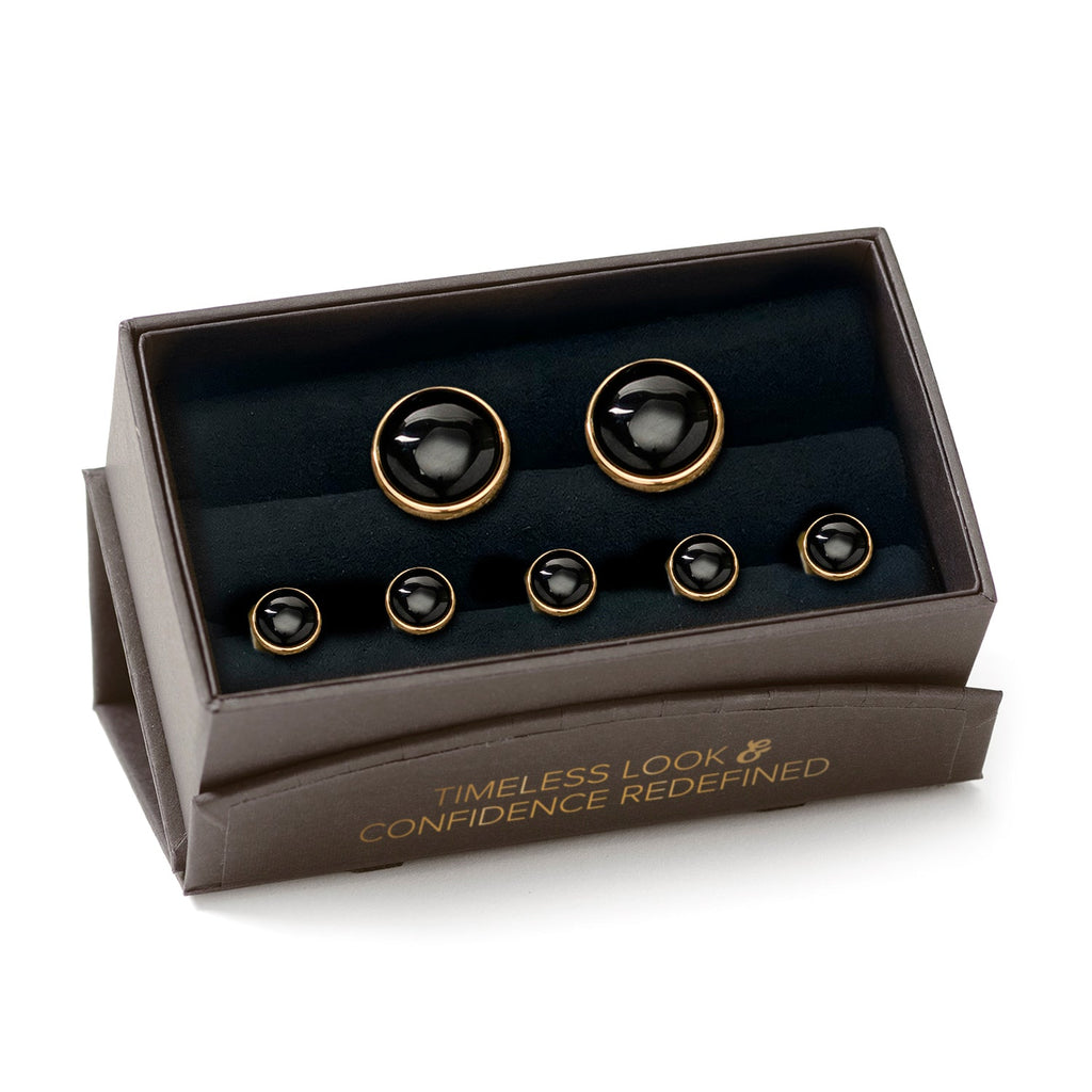 Gold and Onyx 5-Stud Set